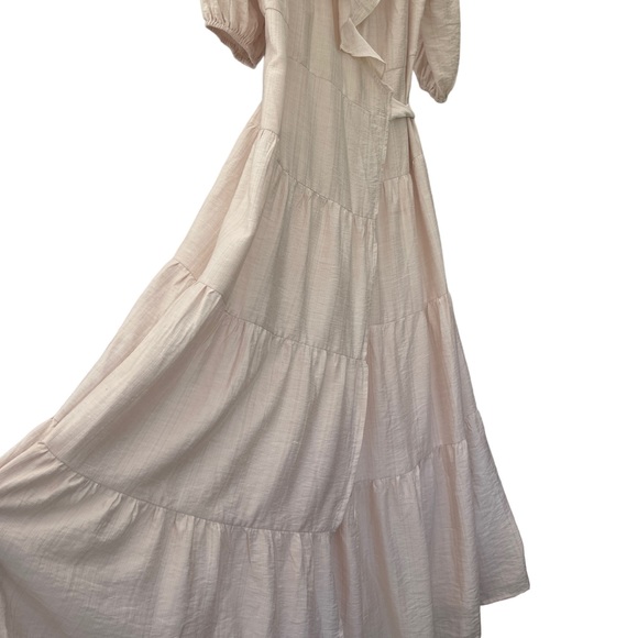 SIMPLEE SZ LARGE MAXI RUFFLED, WRAP AROUND BOHO CASCADING FLOWING DRESS. - Picture 2 of 10